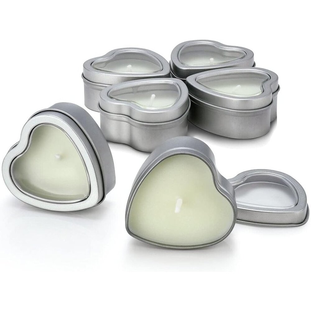 Jasmine Scented Soywax Tealight Candles, White Heart Shaped Aromatherapy Candles
